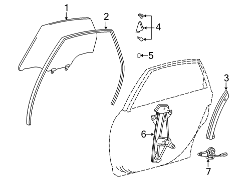 2004 Toyota Avalon Rear Door - Glass & Hardware Diagram