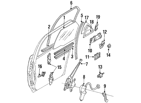1992 Toyota Corolla Door & Components Diagram