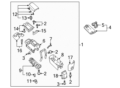 2005 Toyota Sequoia Front Console, Rear Console Diagram