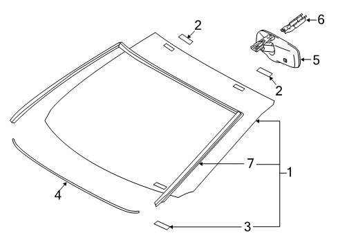2015 Toyota RAV4 Windshield Glass, Reveal Moldings Diagram