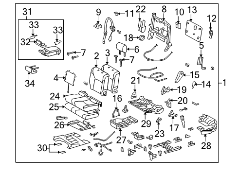 Moulding, Rear Seat Back, Driver Side Diagram for 71836-60040-C0
