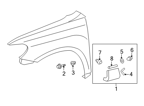 2012 Toyota Highlander Exterior Trim - Fender Diagram 1 - Thumbnail