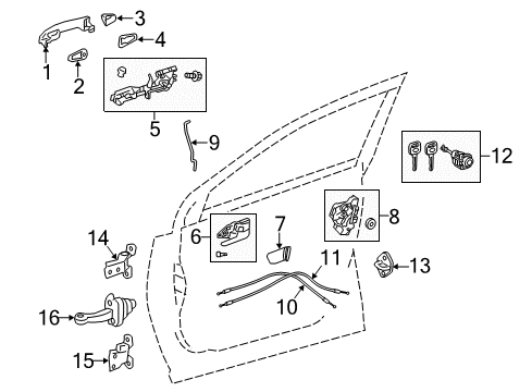 2015 Toyota RAV4 Front Door - Lock & Hardware Diagram