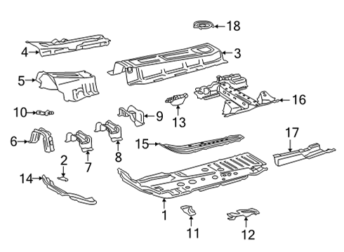 Reinforcement Sub-Assembly, Front Floor Cross Member Diagram for 57054-42020