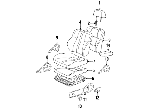 1998 Toyota Celica Front Seat Components Diagram