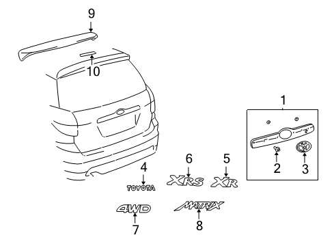 2004 Toyota Matrix Exterior Trim - Lift Gate Diagram