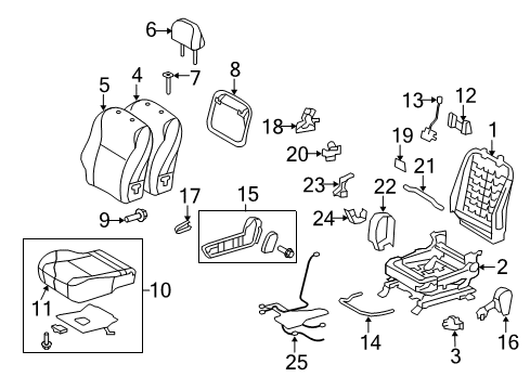 2012 Toyota Matrix Passenger Seat Components Diagram