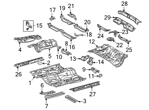 2009 Scion tC Pillars, Rocker & Floor - Floor & Rails Diagram