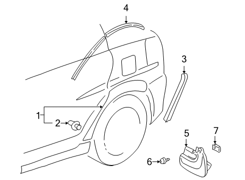 2004 Toyota Echo Exterior Trim - Quarter Panel Diagram