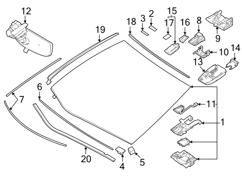 2022 Toyota Mirai Glass, Reveal Moldings Diagram