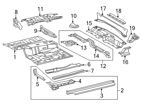 2014 Toyota Tacoma Cab - Floor Diagram