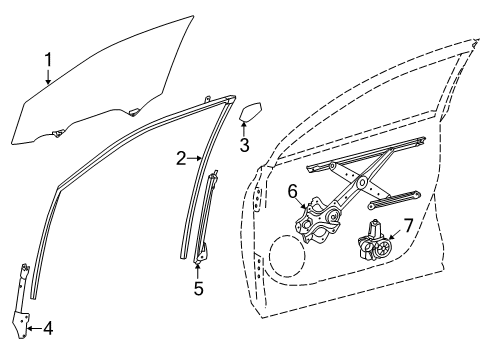 2017 Toyota Highlander Front Door - Glass & Hardware Diagram