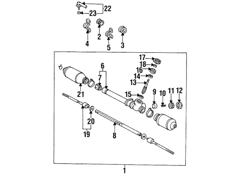 1993 Toyota Tercel Tie Rod Boot, Driver Side Diagram for 45535-10021