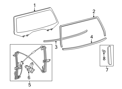2017 Toyota Sequoia Lift Gate - Glass & Hardware Diagram