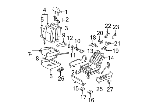 2005 Toyota Sequoia Front Seat Components Diagram
