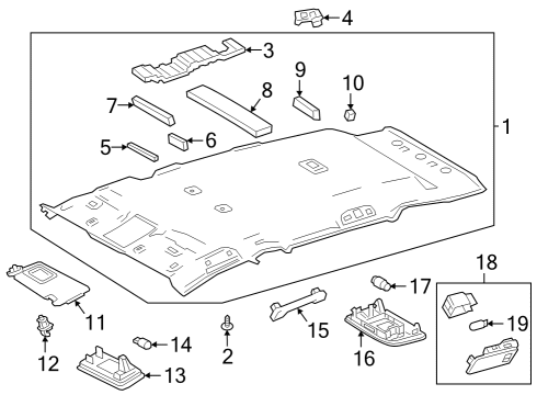 2023 Toyota RAV4 Prime Sunvisor, Passenger Side Diagram for 74310-0R100-B0