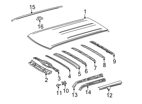 2015 Scion xB Roof & Components, Exterior Trim Diagram
