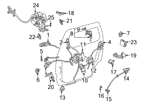 2003 Toyota Sienna Side Loading Door - Lock & Hardware Diagram