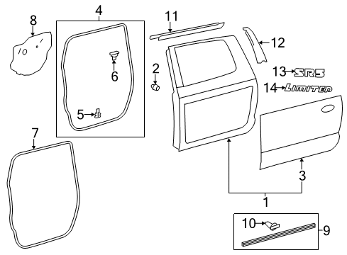 2018 Toyota Tundra Rear Door & Components, Exterior Trim Diagram