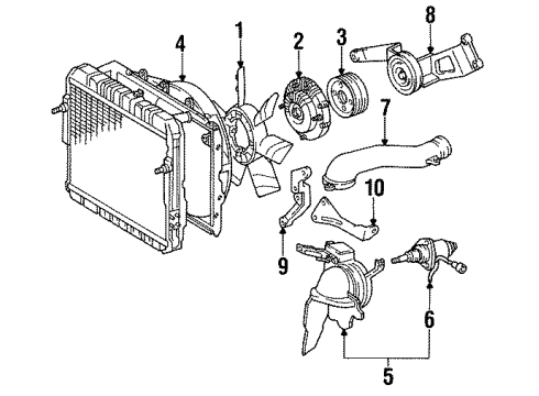 1992 Toyota Land Cruiser Cooling System, Radiator, Water Pump, Cooling Fan Diagram