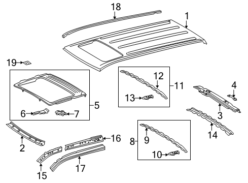 2017 Toyota Sequoia Roof & Components, Exterior Trim Diagram