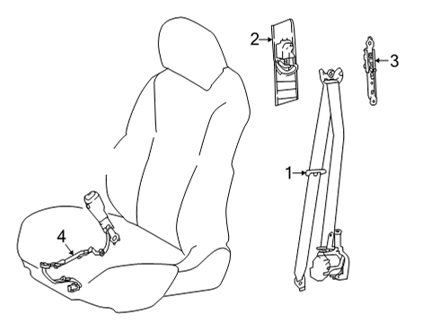 2022 Toyota Mirai Front Seat Belts Diagram
