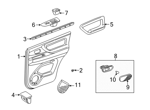 2005 Toyota Land Cruiser Interior Trim - Rear Door Diagram