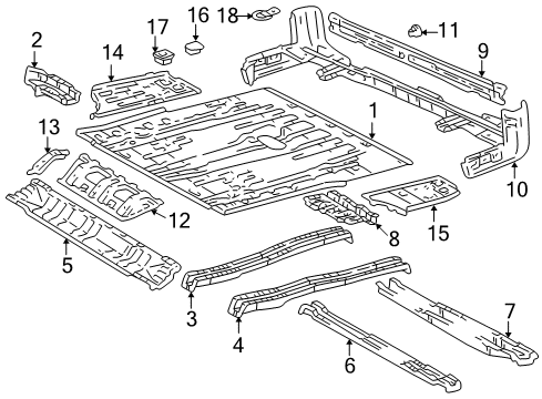 1996 Toyota 4Runner Rear Body - Floor & Rails Diagram