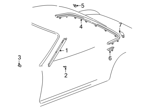 2003 Toyota MR2 Spyder Exterior Trim - Convertible/Soft Top Diagram