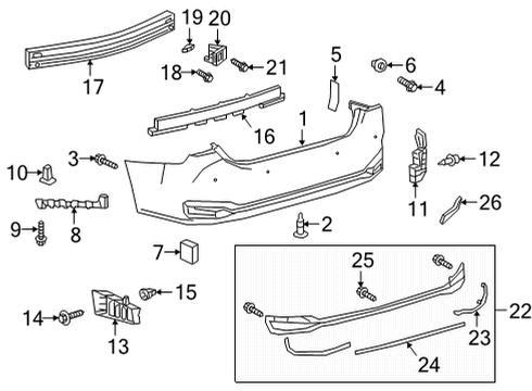 Reinforcement, Rear Bumper Diagram for 52171-33170