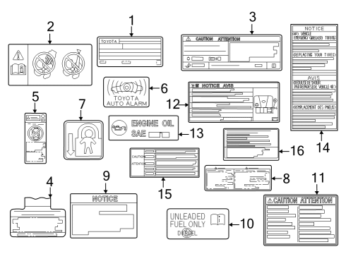 2022 Toyota Camry Information Labels Diagram