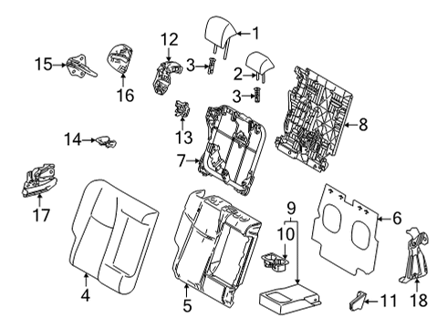 Hinge Sub-Assembly, Rear Seat Back, Center Diagram for 71305-42010