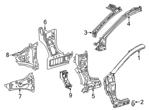 Silencer, Front Panel Side, Driver Side Diagram for 55242-42010