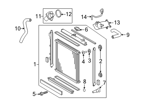 2009 Toyota Land Cruiser Radiator & Components Diagram