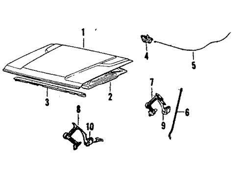1986 Toyota Land Cruiser Hood & Components Diagram