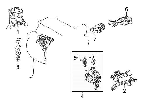 2022 Toyota Corolla Engine & Trans Mounting Diagram 4 - Thumbnail