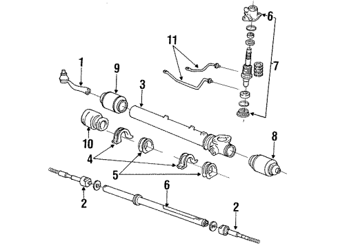 1991 Toyota Previa P/S Pump & Hoses, Steering Gear & Linkage Diagram