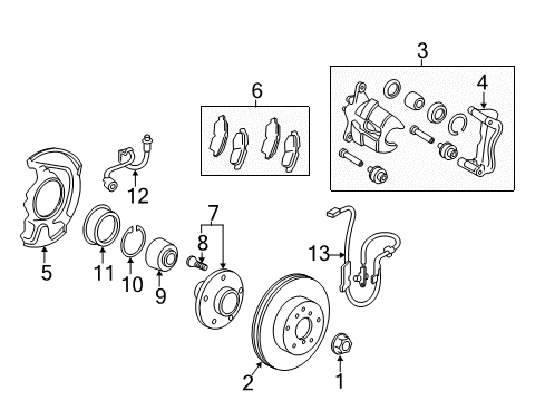 2014 Toyota Camry Sensor, Speed, Front Driver Side Diagram for 89543-06120