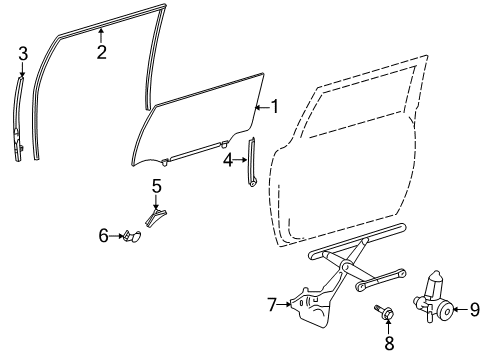 2013 Toyota FJ Cruiser Front Door - Glass & Hardware Diagram