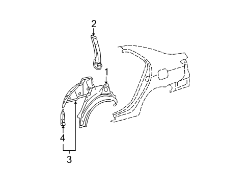 2012 Toyota Yaris Inner Structure - Quarter Panel Diagram