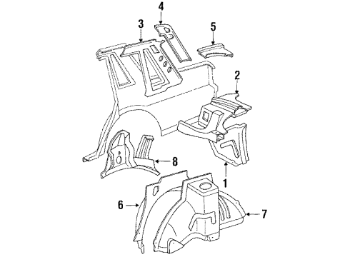 1987 Toyota Camry Quarter Panel - Inner Components Diagram