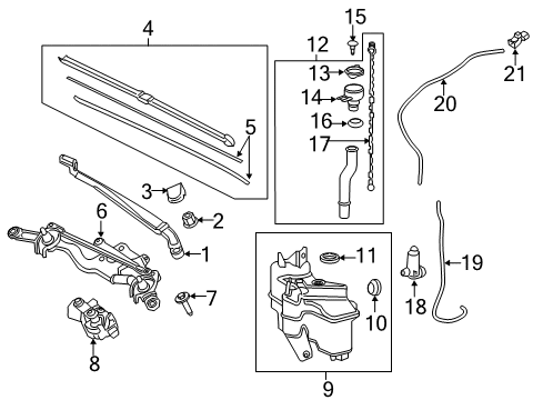 2021 Toyota Prius AWD-e Wiper & Washer Components Diagram