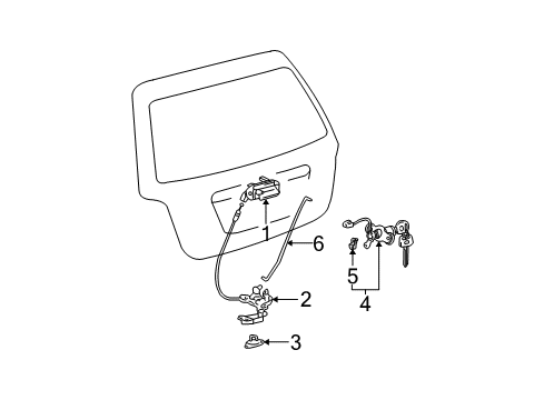 2004 Toyota Highlander Lift Gate - Lock & Hardware Diagram