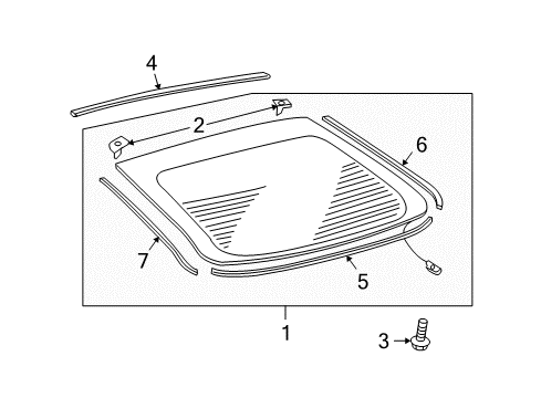 2009 Scion tC Lift Gate - Glass & Hardware Diagram