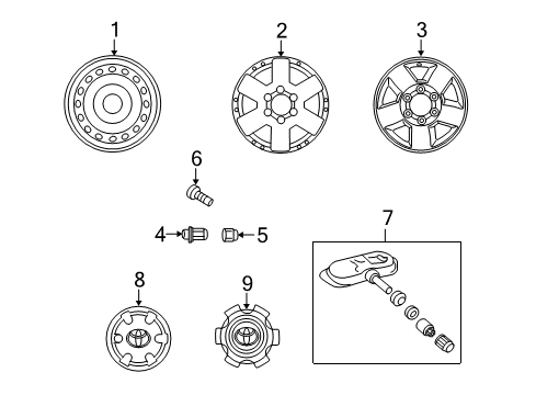 2013 Toyota FJ Cruiser Wheels, Covers & Trim Diagram
