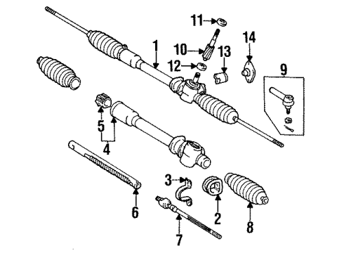 1993 Toyota Corolla P/S Pump & Hoses, Steering Gear & Linkage Diagram