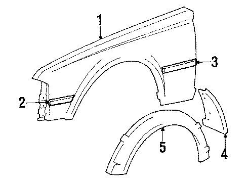 1985 Toyota Celica Mud Guard, Driver Side Diagram for 76604-19065