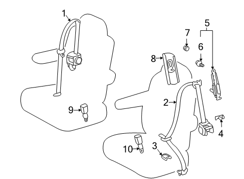 2007 Toyota Sienna Rear Seat Belts Diagram 1 - Thumbnail