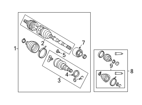 2008 Scion xD Boot Kit, Front Diagram for 04438-12A01