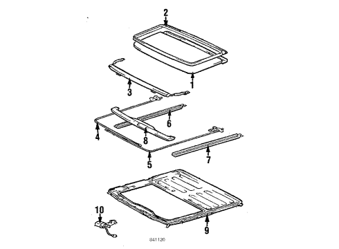 1987 Toyota Corolla Sunroof Diagram 1 - Thumbnail